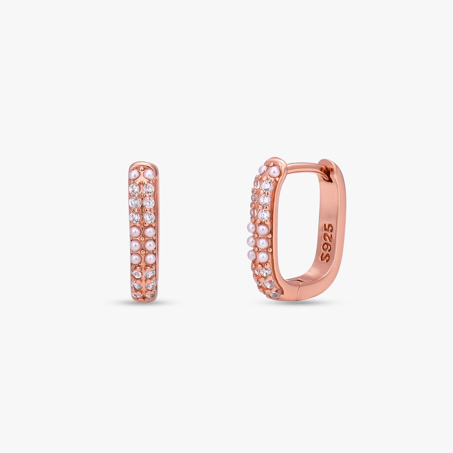 Pearl Crystal Huggie Hoops