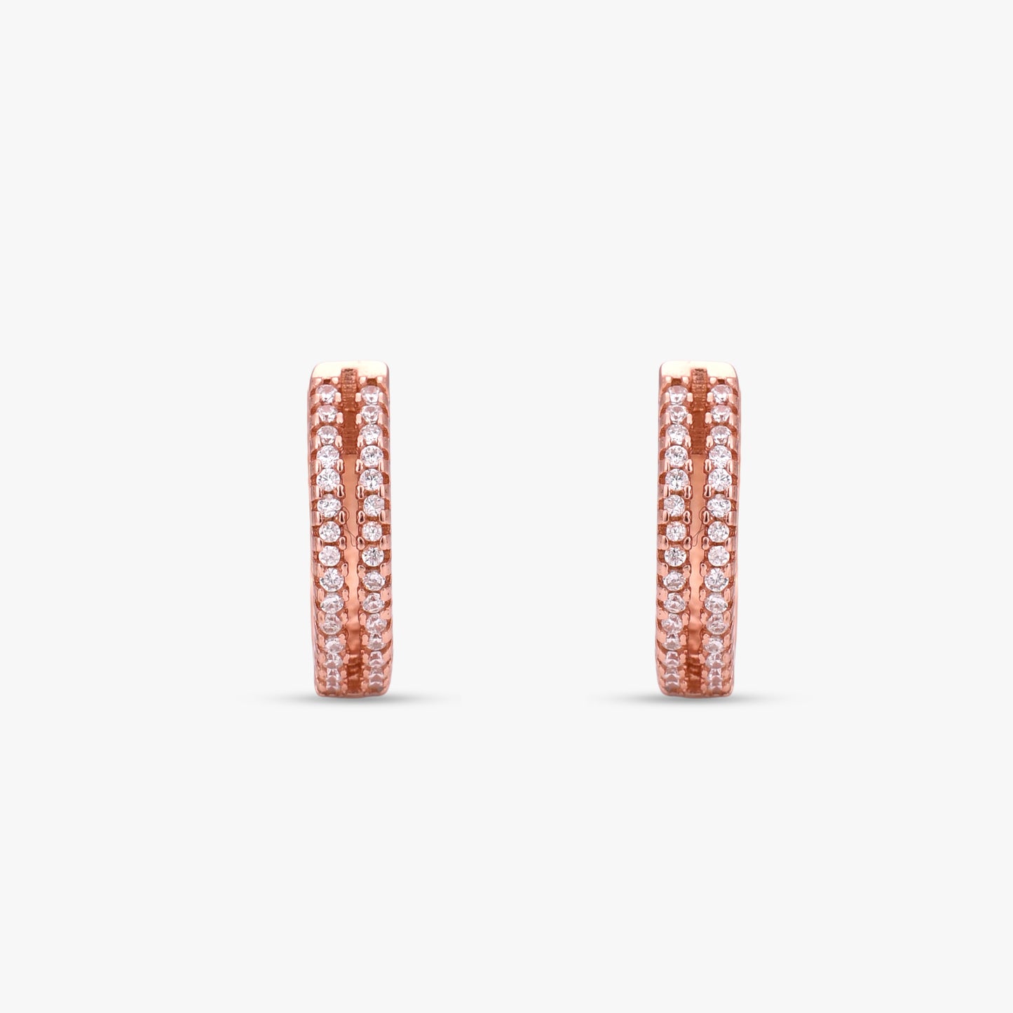 Rose Gold & Silver Pave Hoops