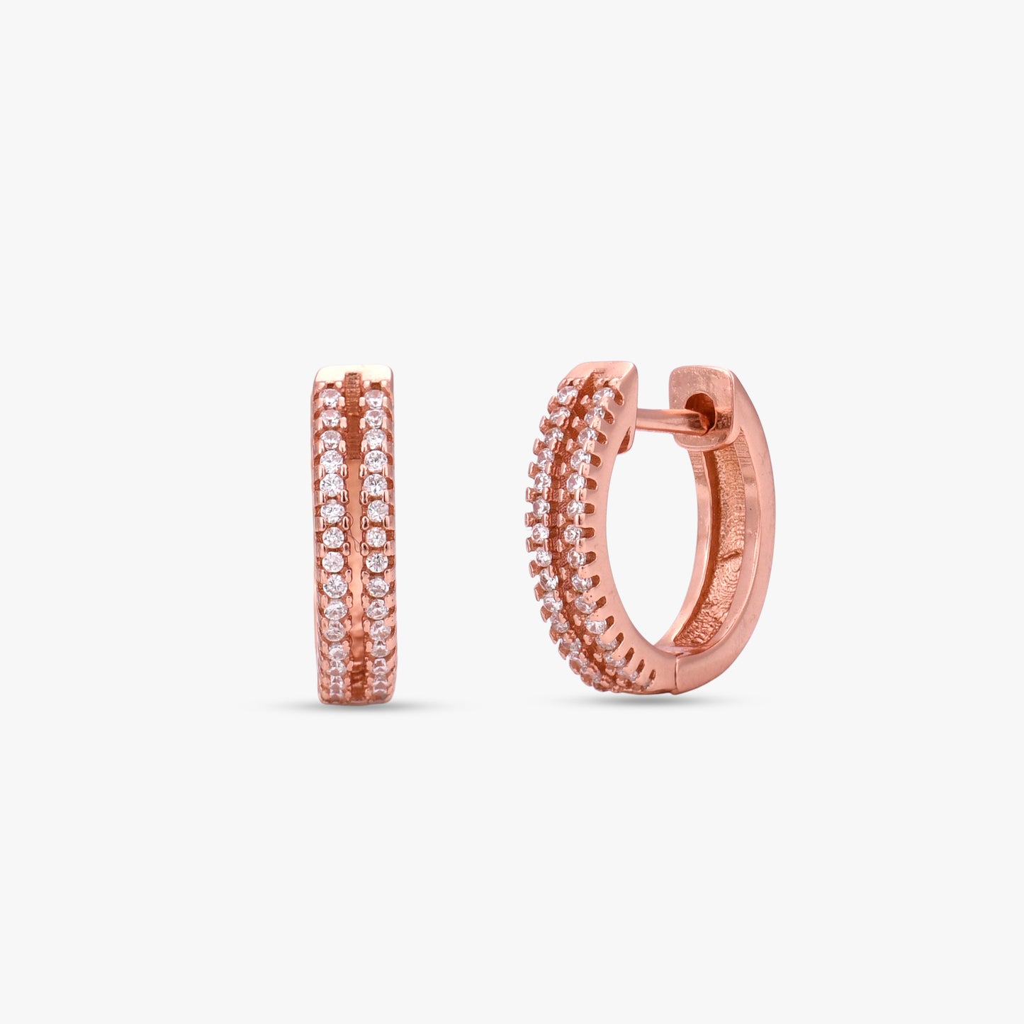 Rose Gold & Silver Pave Hoops