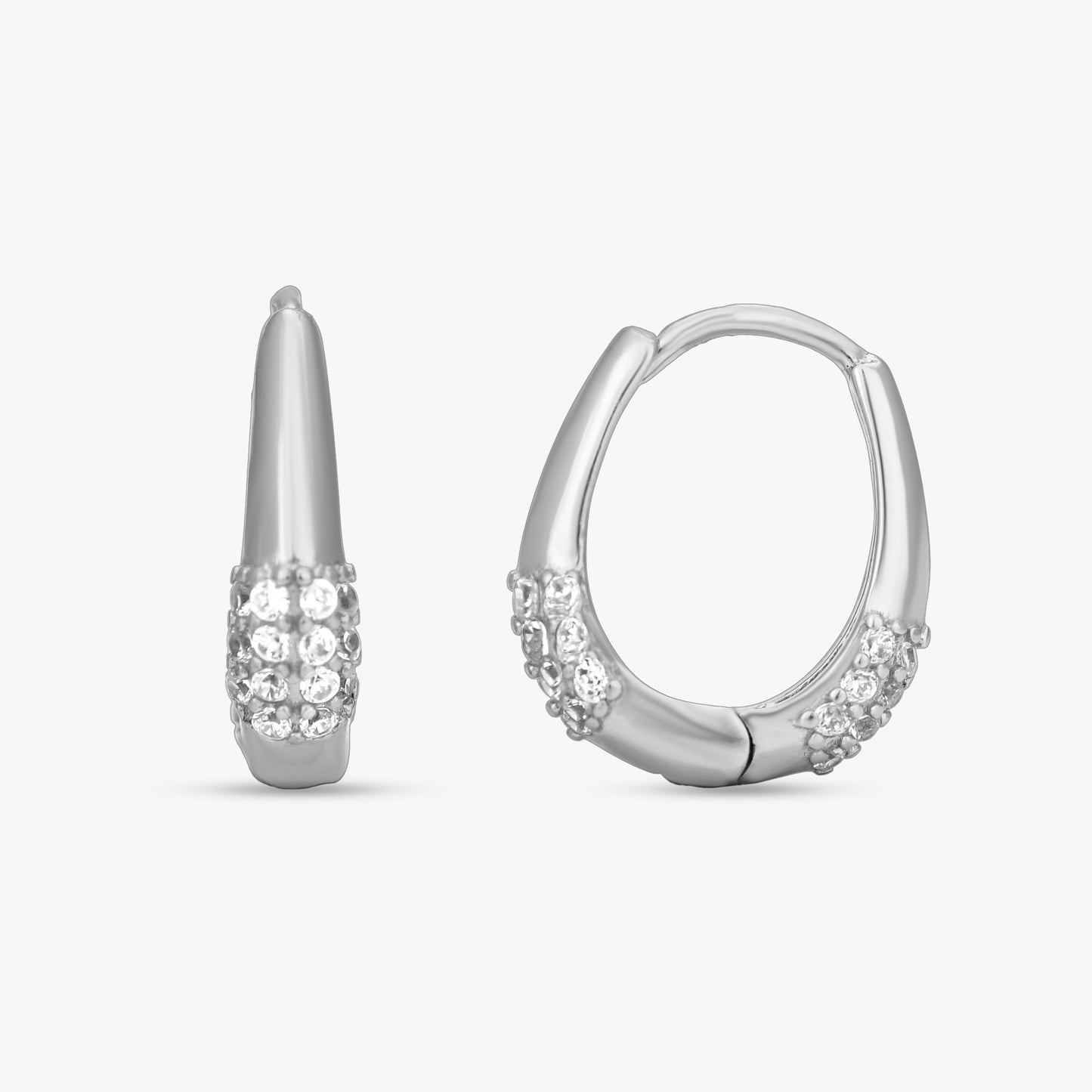 Pave Accented Huggie Hoops