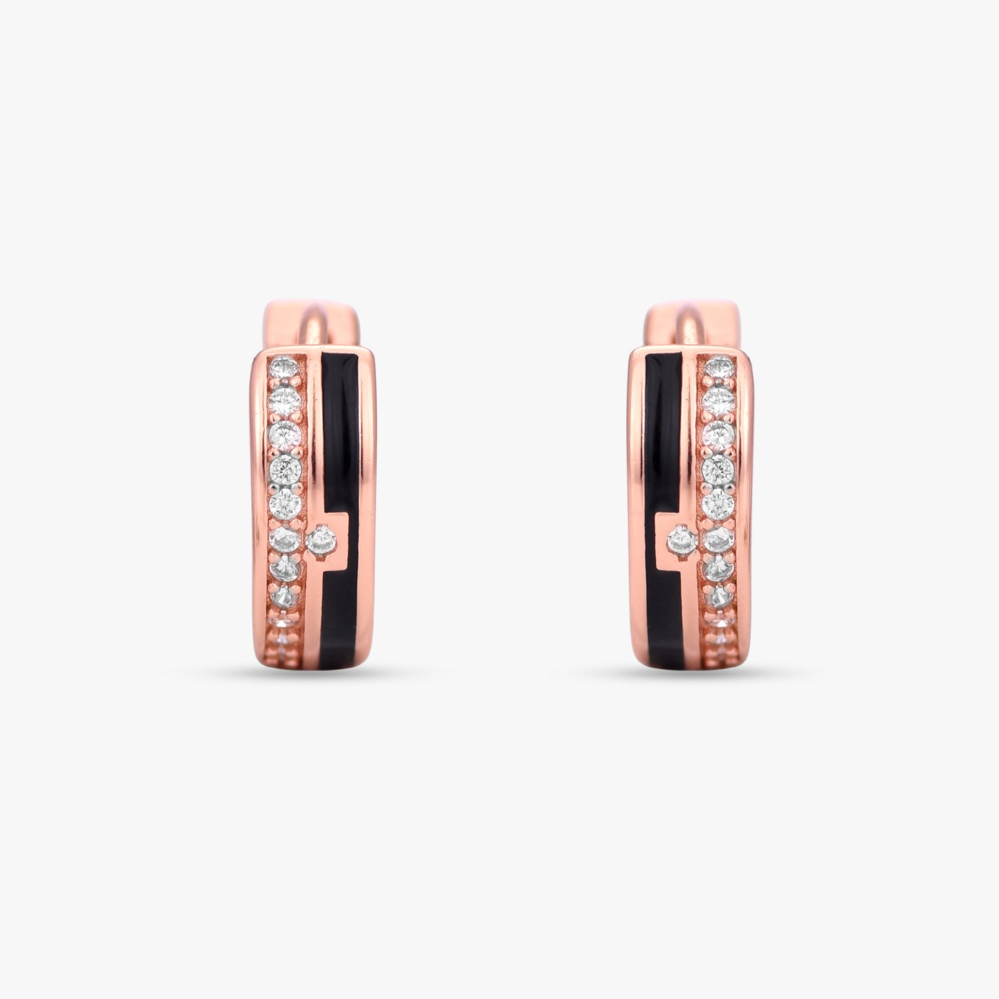 Modern Inlay Huggie Earrings