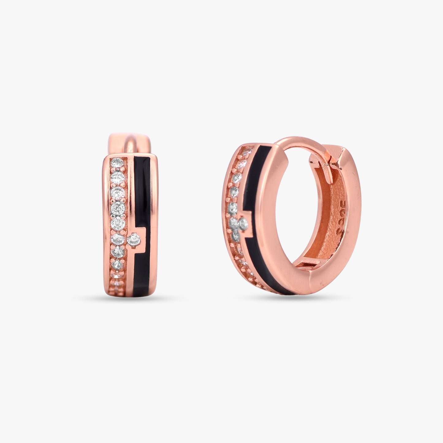 Modern Inlay Huggie Earrings