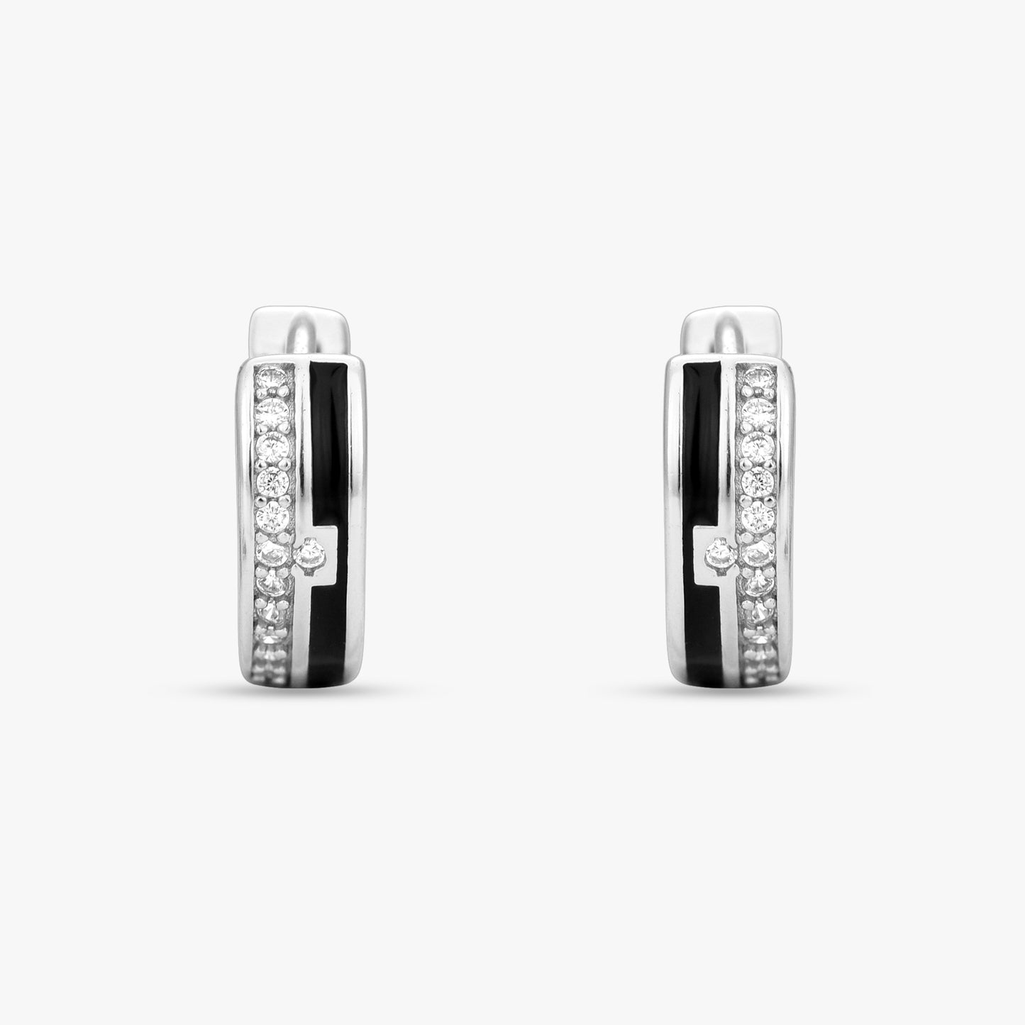 Modern Inlay Huggie Earrings