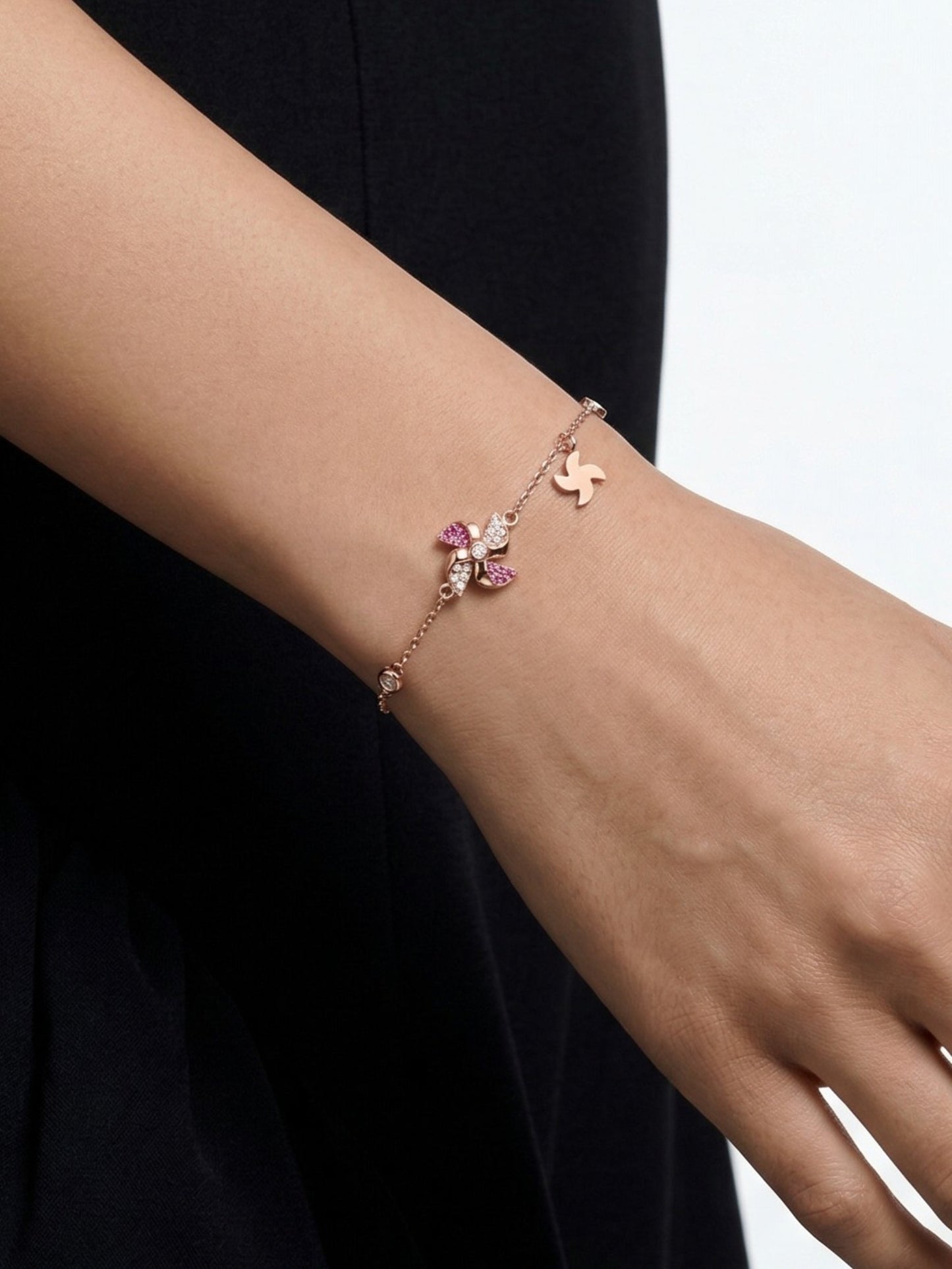 Sparkling Silver Pinwheel Bracelet
