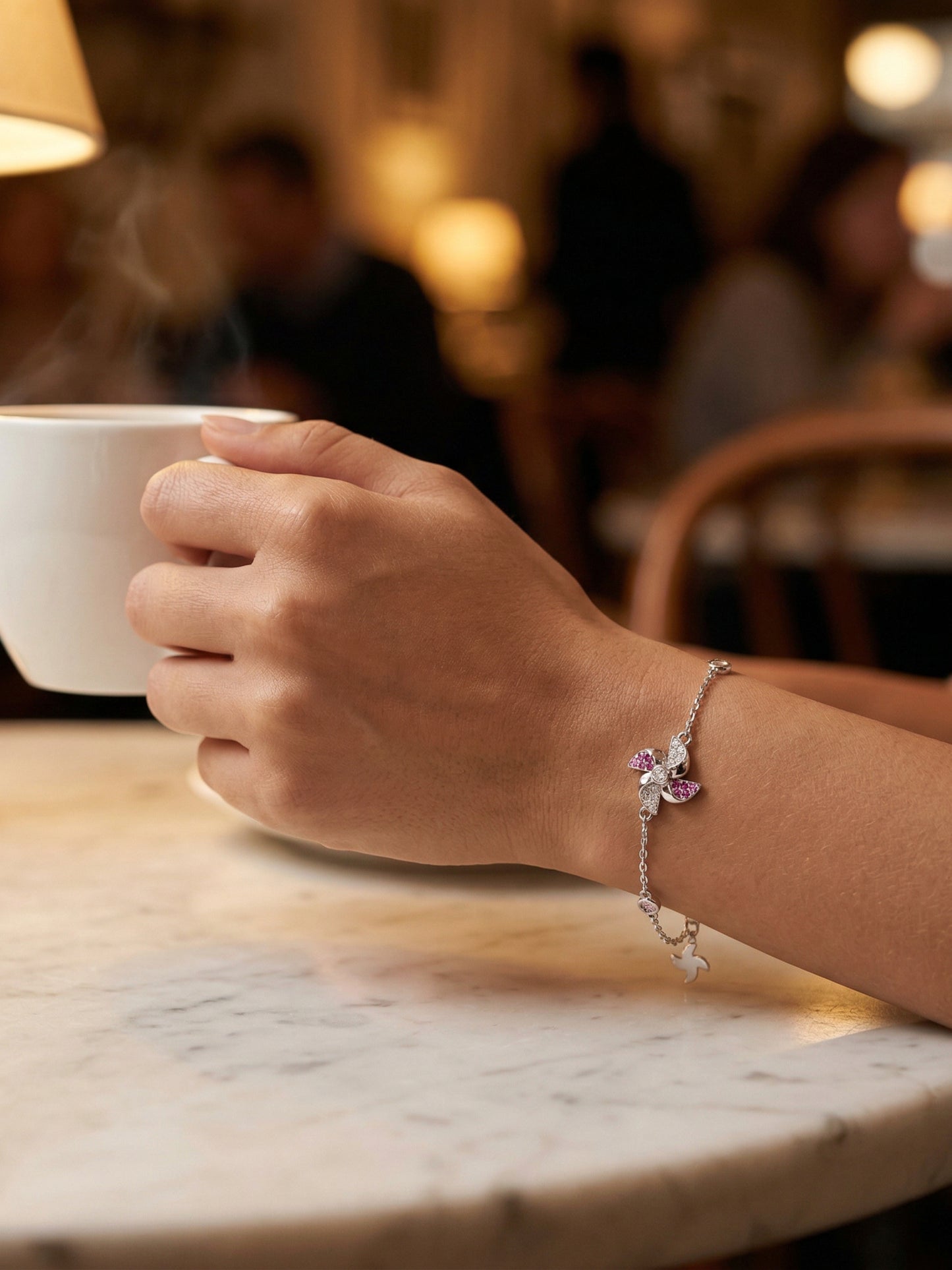 Sparkling Silver Pinwheel Bracelet