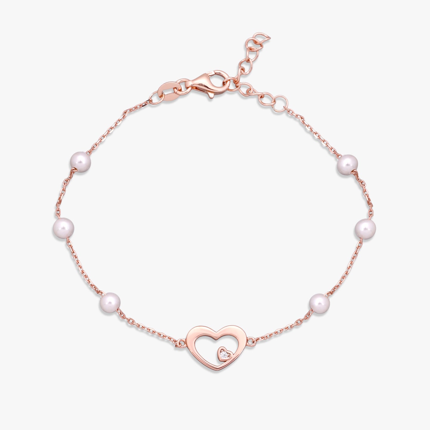 Heart & Pearl Chain Bracelet