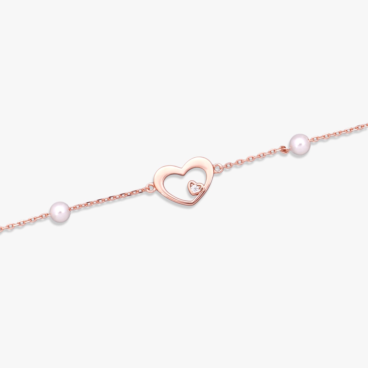 Heart & Pearl Chain Bracelet