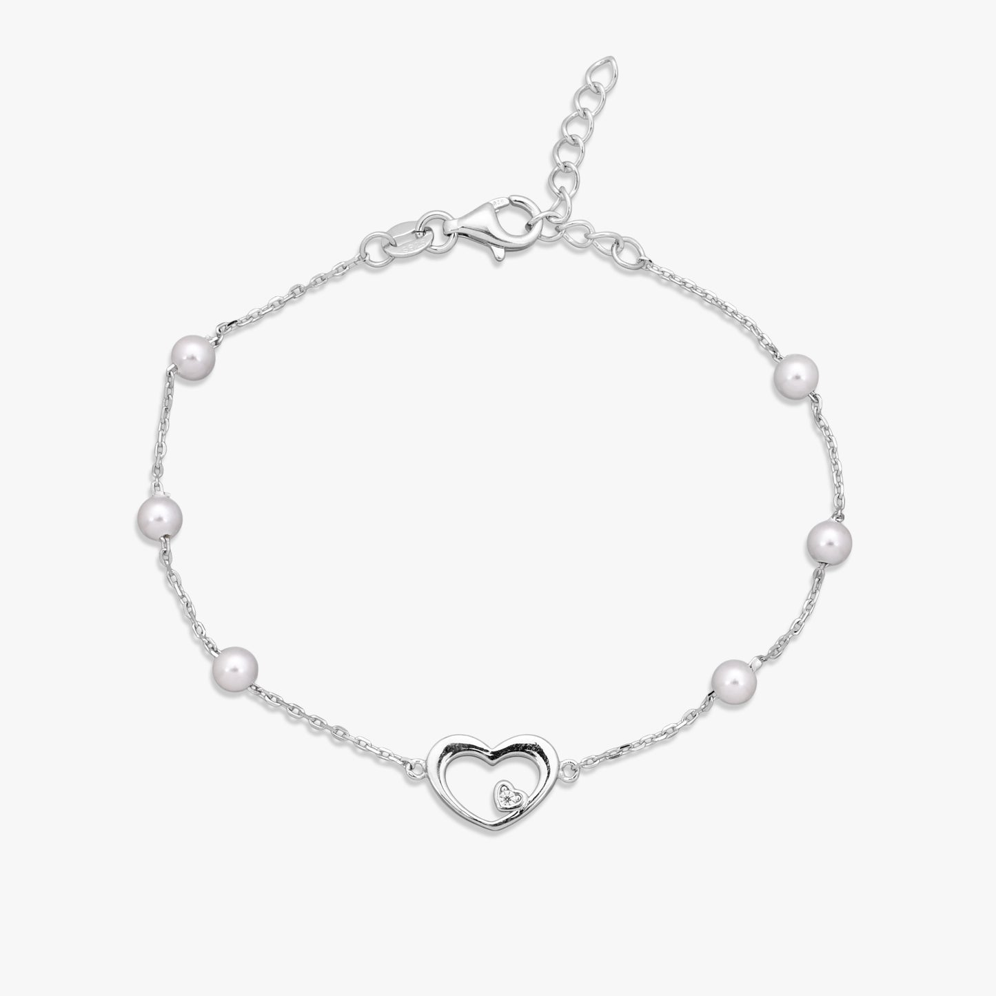 Heart & Pearl Chain Bracelet