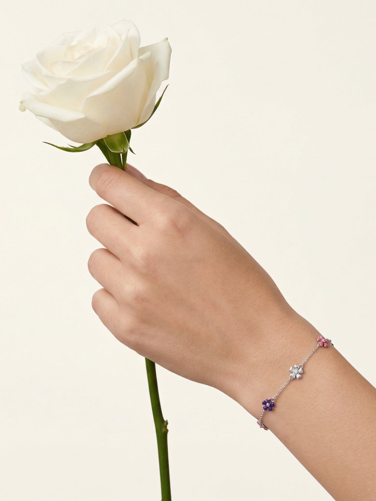 Enamel Flower Chain Bracelet