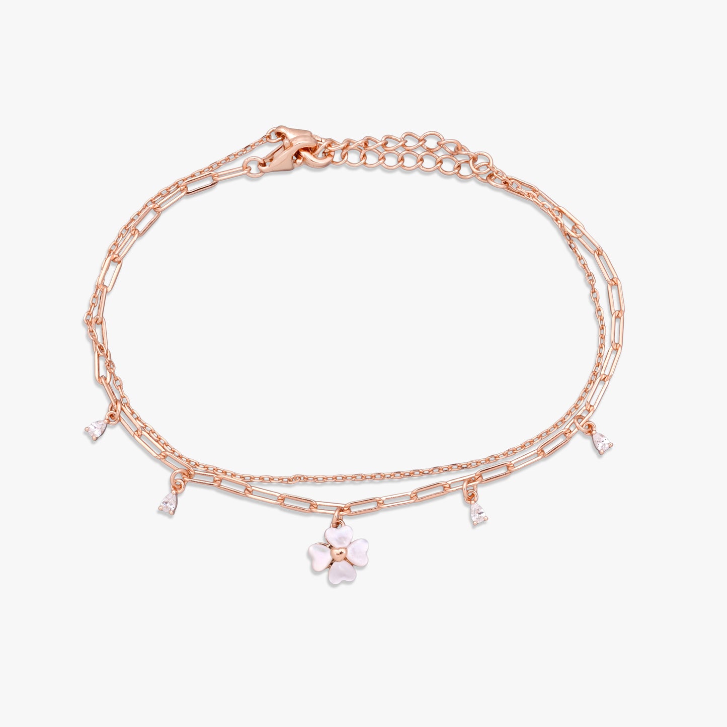 Floral Charm Double-Chain Bracelet