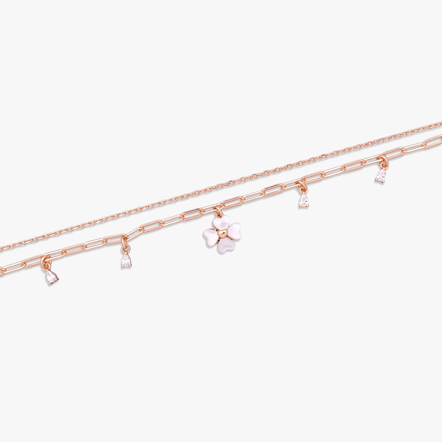 Floral Charm Double-Chain Bracelet