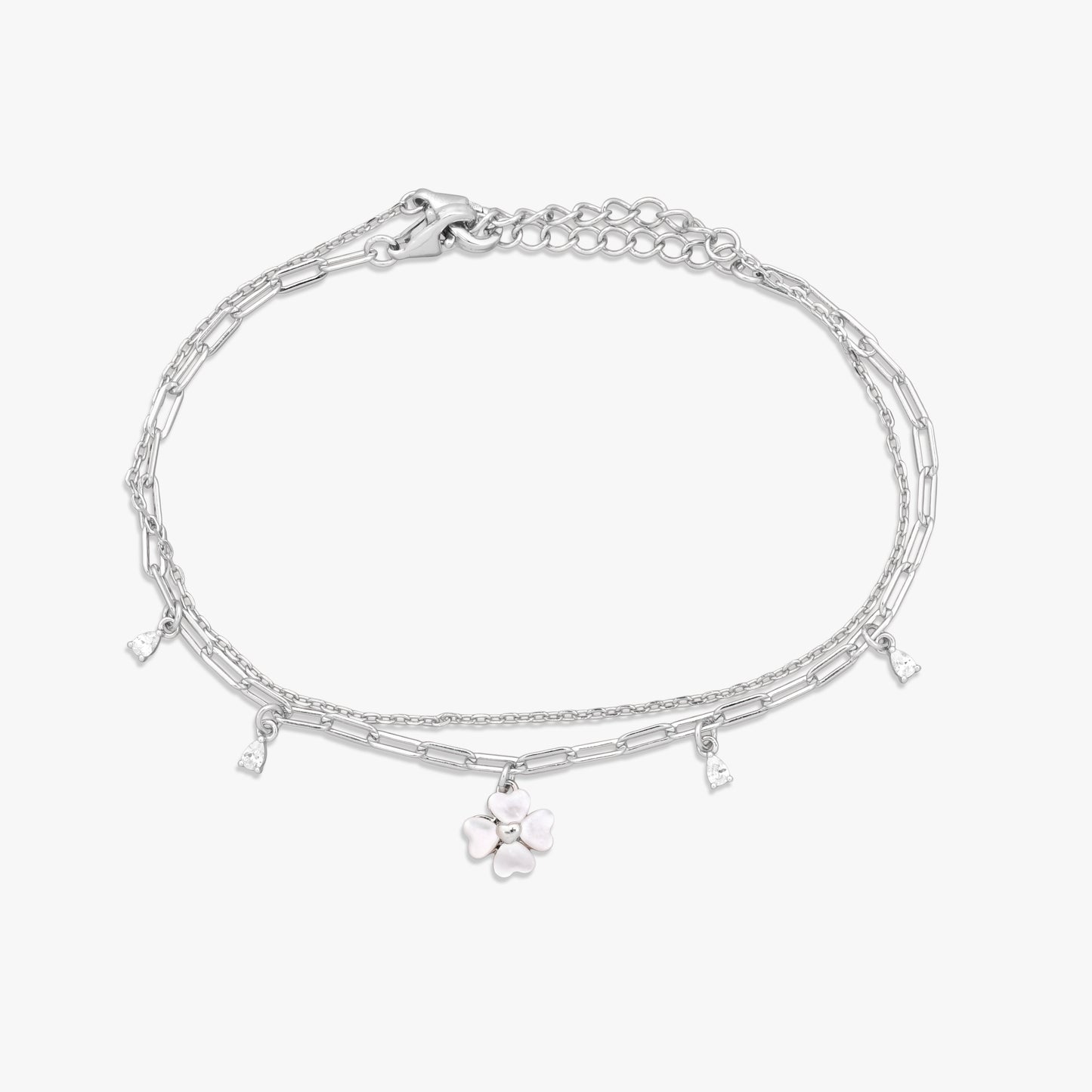 Floral Charm Double-Chain Bracelet