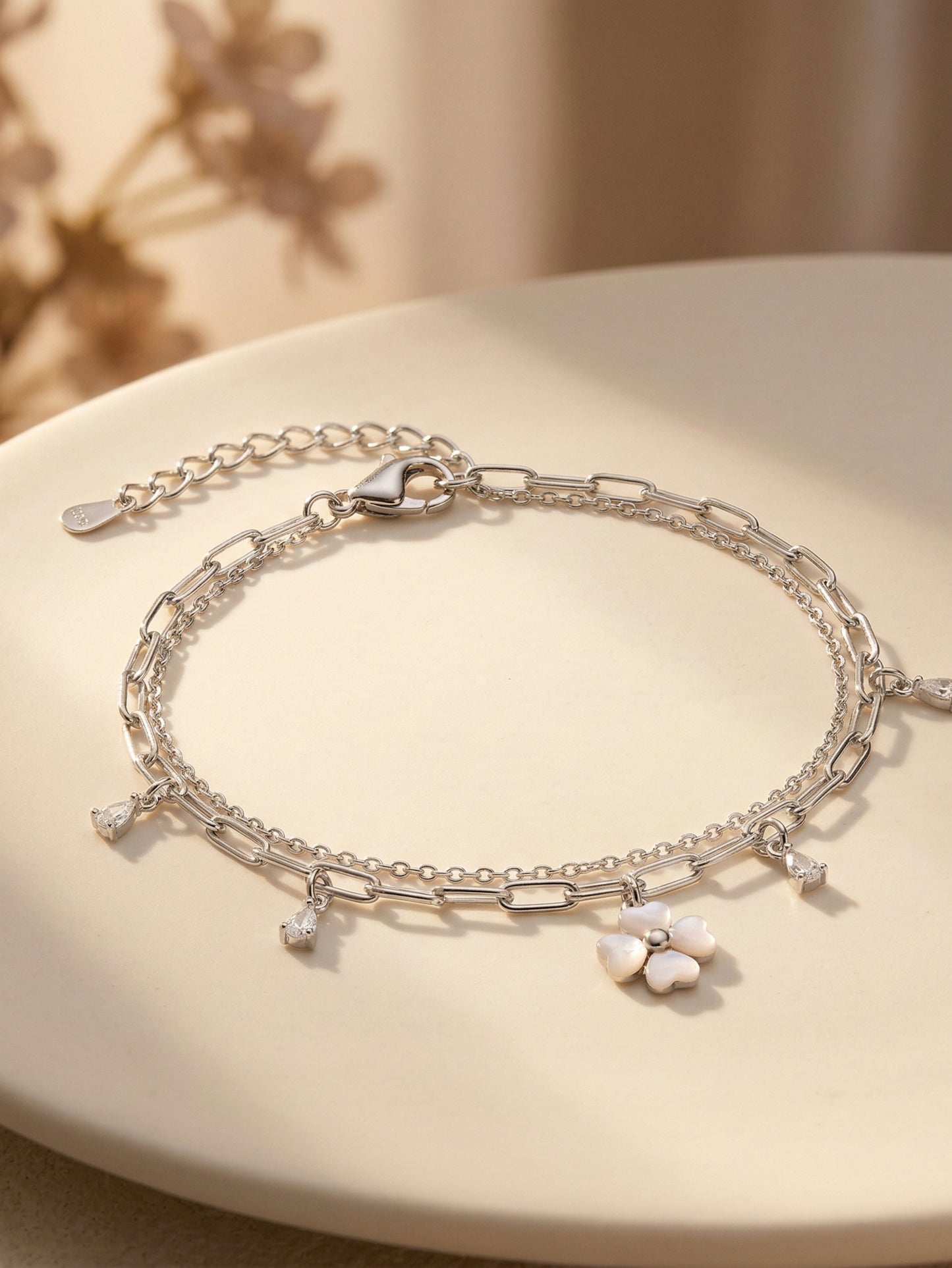 Floral Charm Double-Chain Bracelet