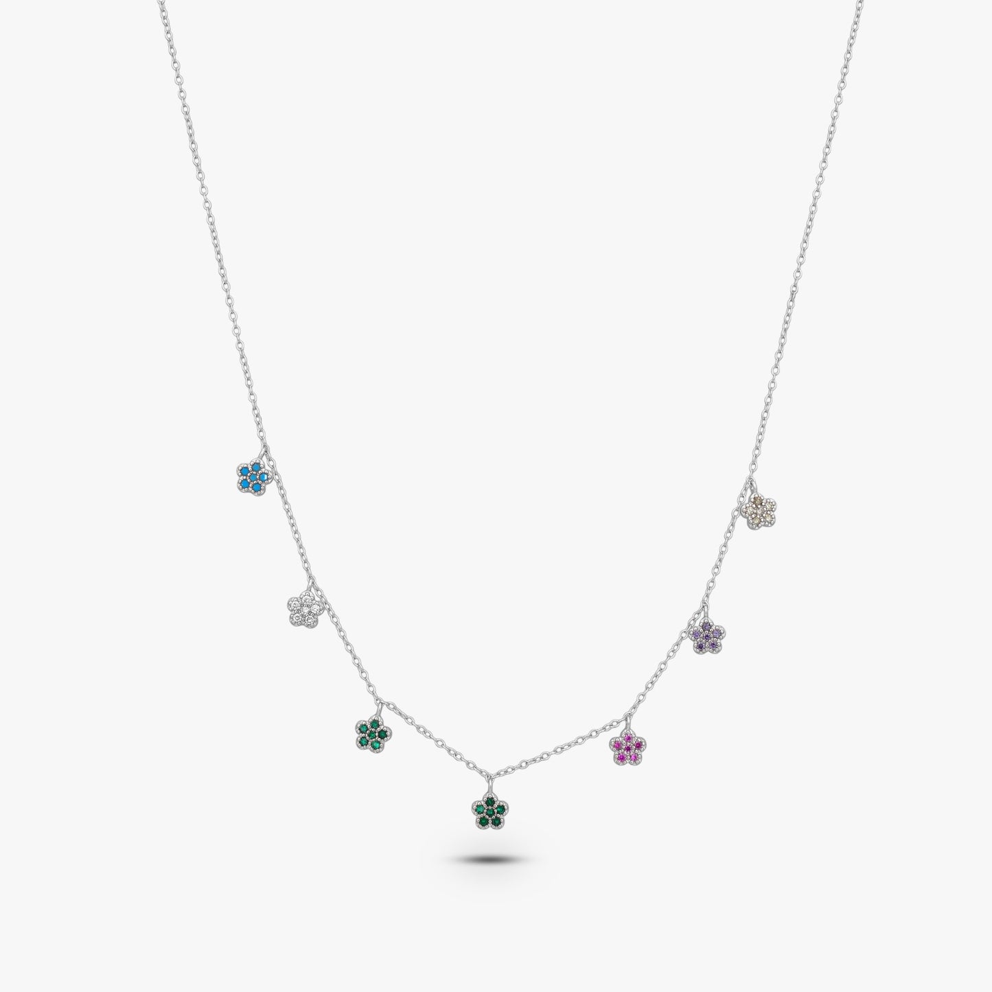 Pastel Meadow Floral Charm Necklace