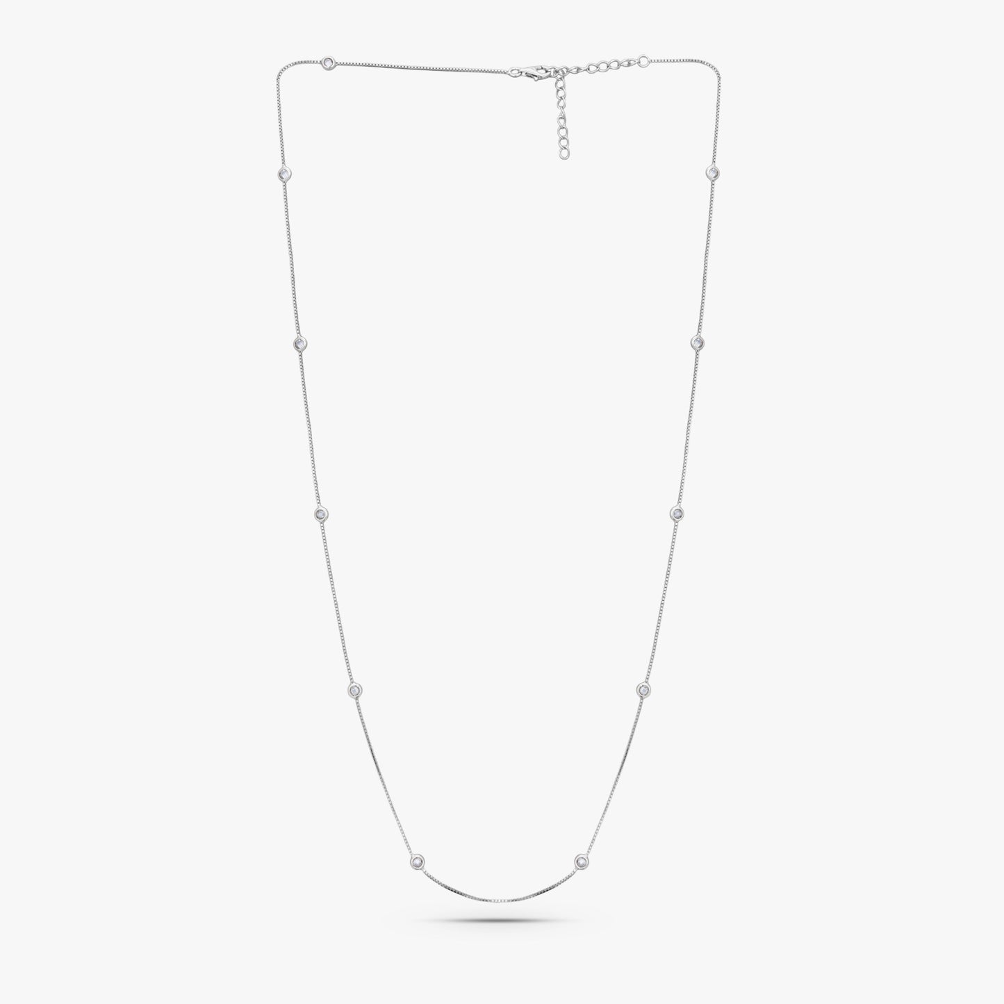 Timeless Sterling Silver Solitaire Station Necklace