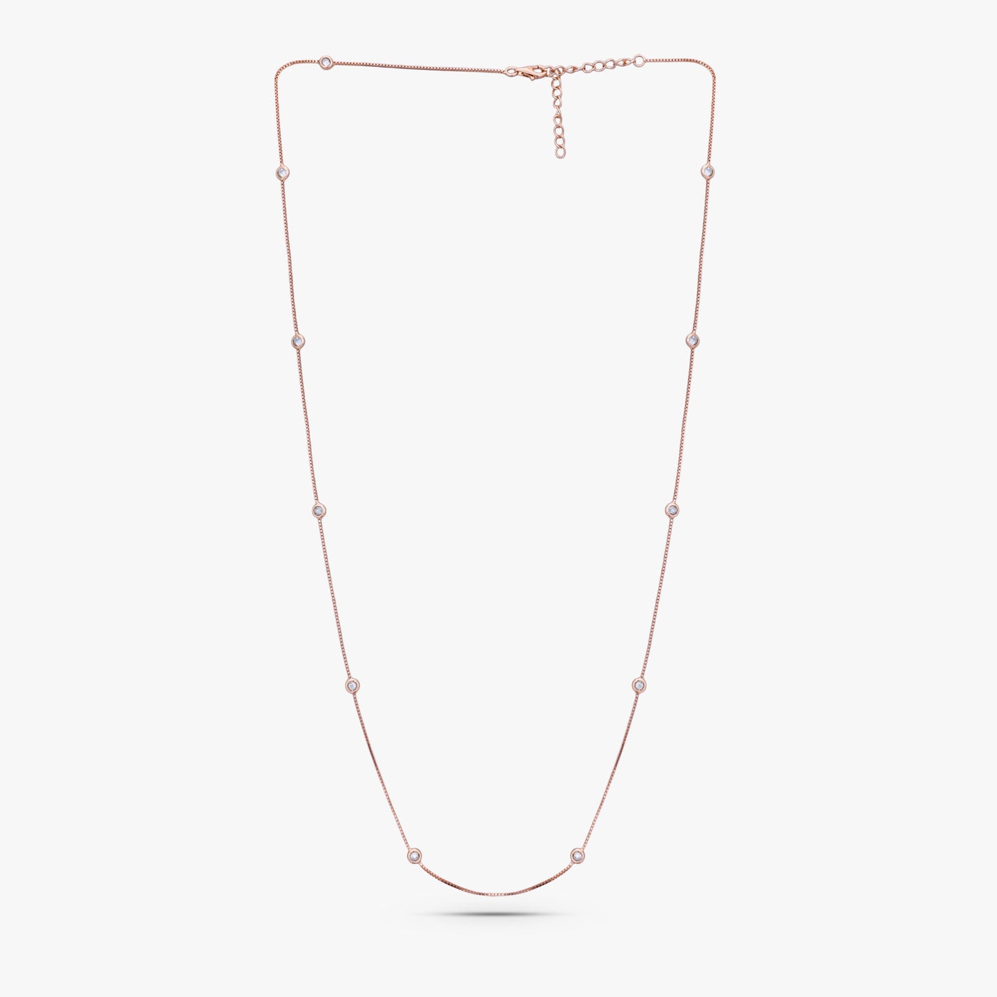 Timeless Sterling Silver Solitaire Station Necklace