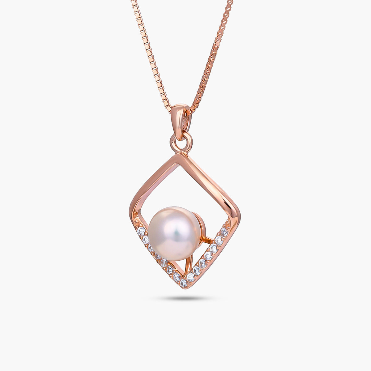 Crystal Accented Angular Pearl Necklace