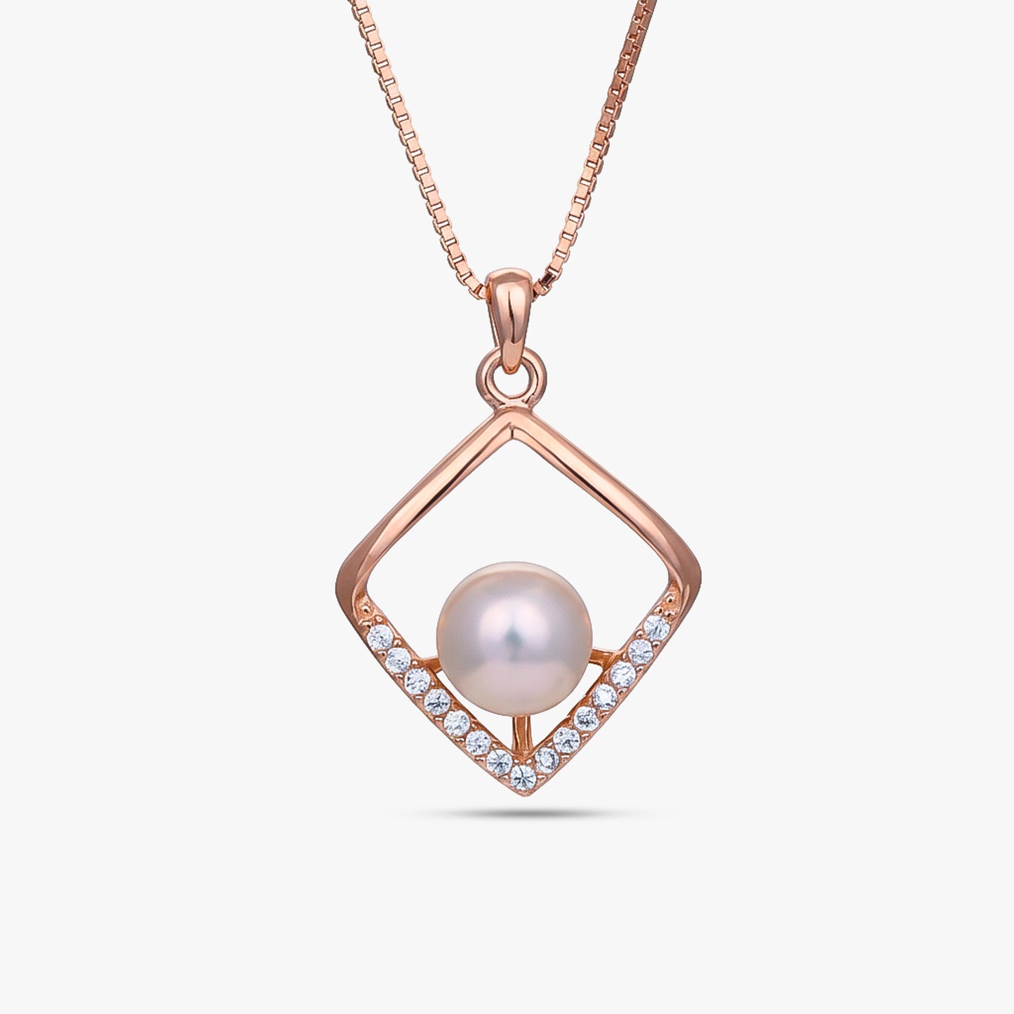 Crystal Accented Angular Pearl Necklace