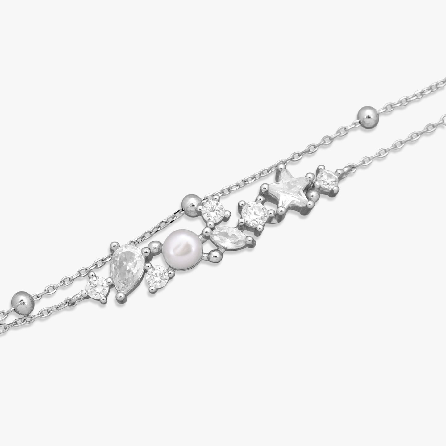 Celestial Pearl Double-Chain Bracelet
