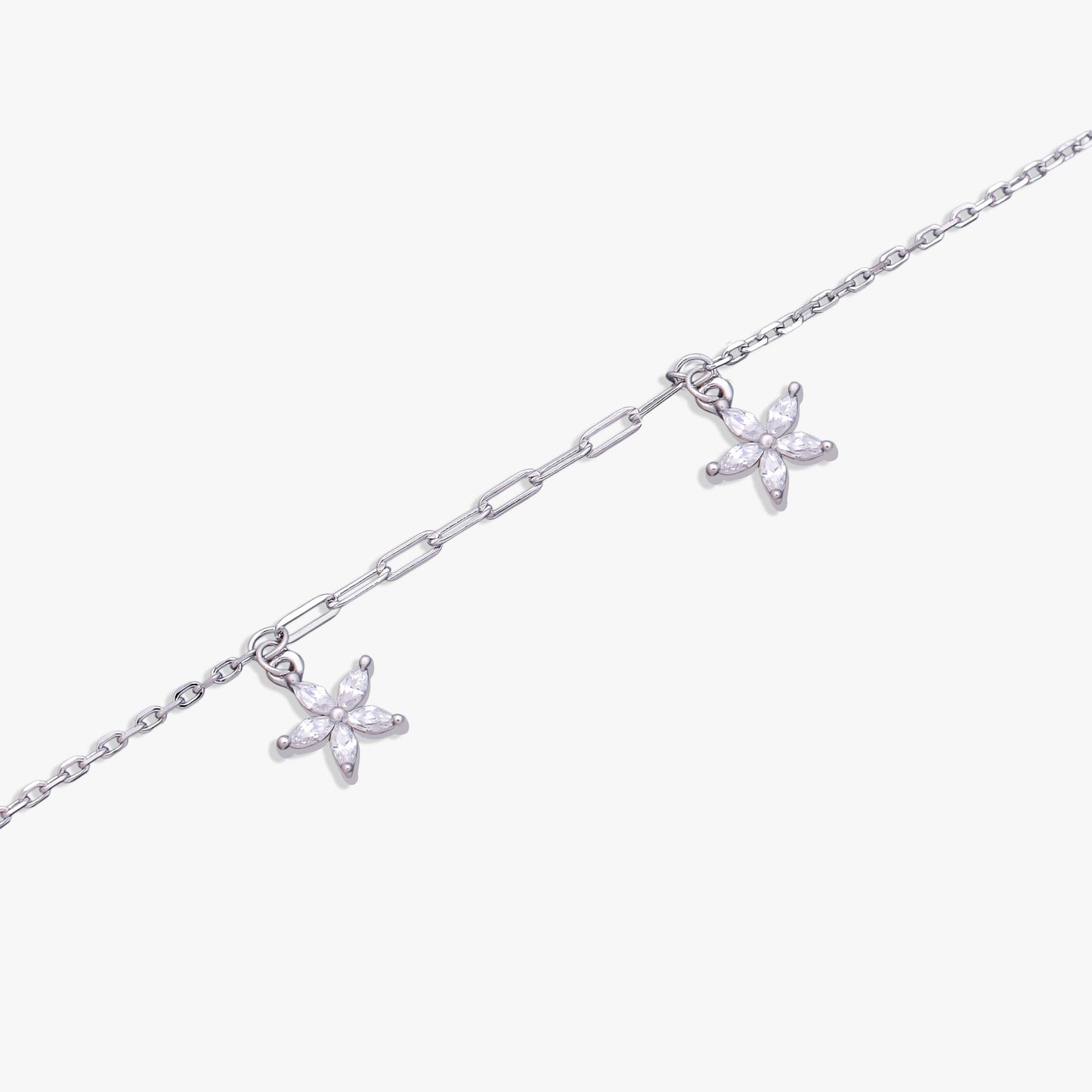 Floral Silver Charm Bracelet