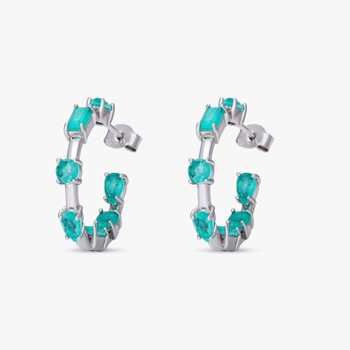 Multi-Shape Gemstone Hoop Earrings