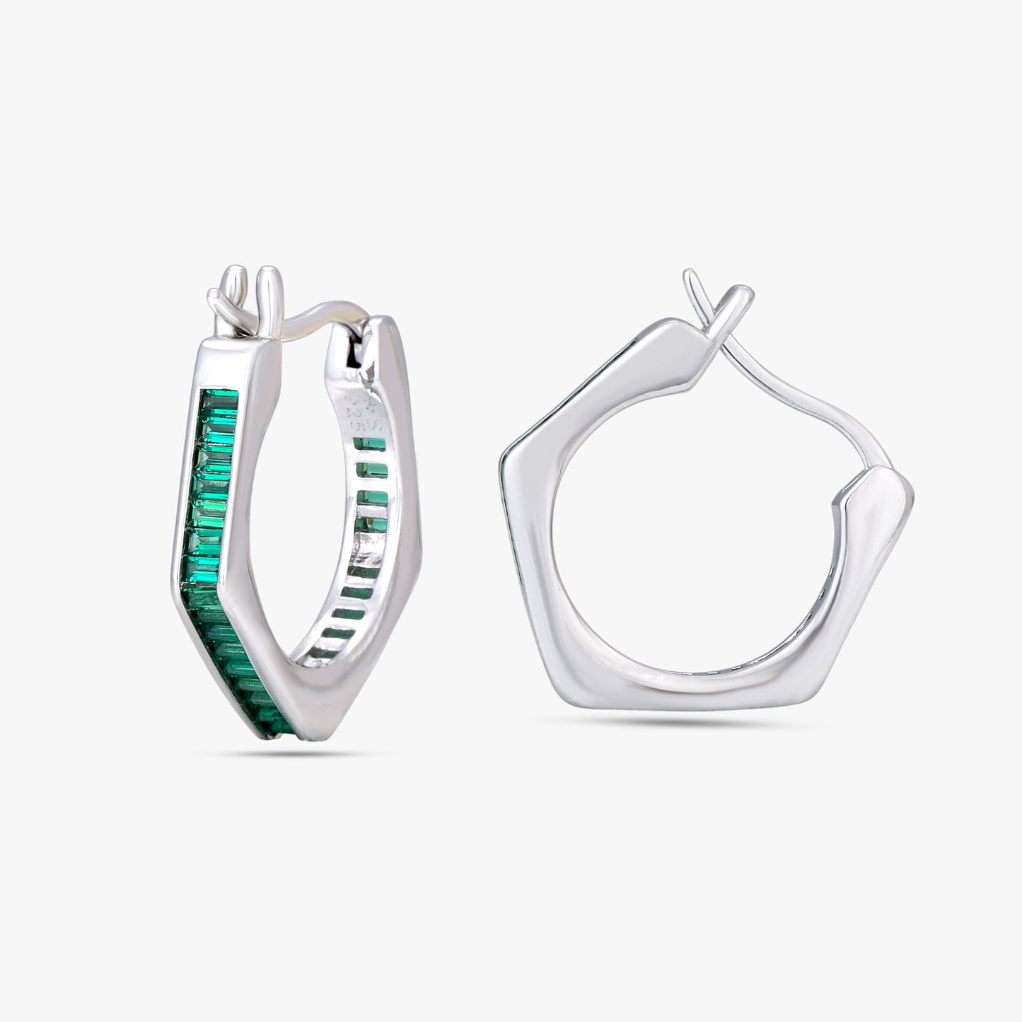 Geometric Emerald Hoop Earrings