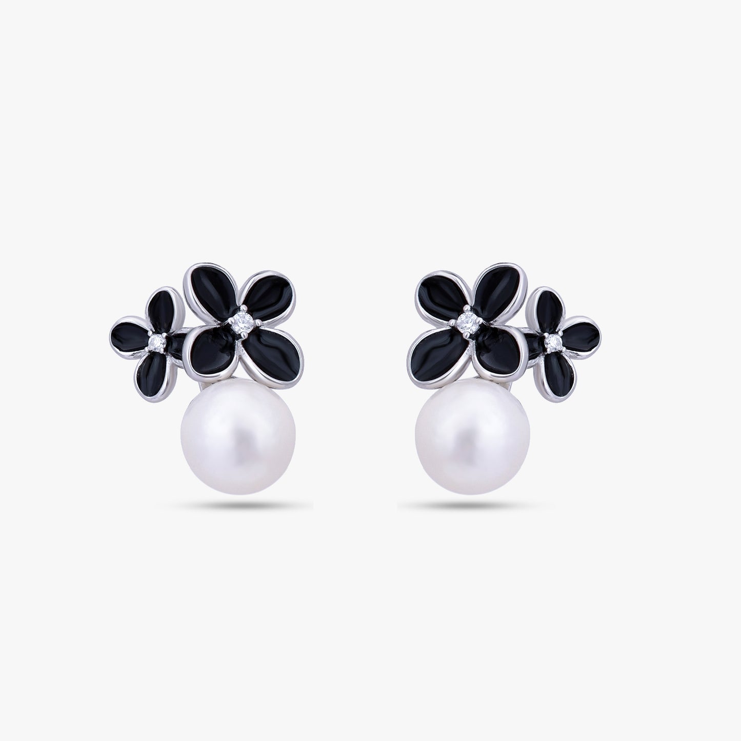 Black Floral Pearl Jewelry Set