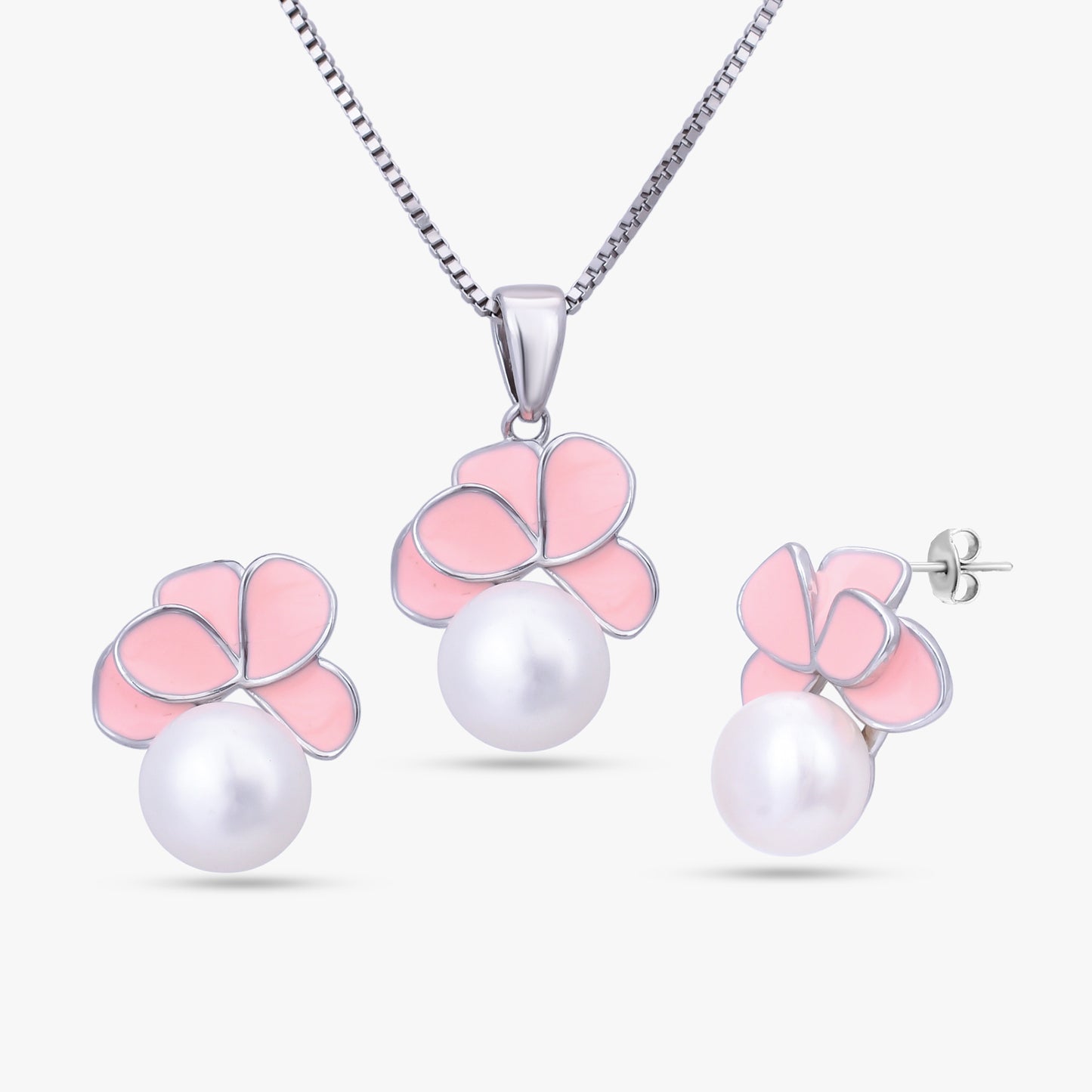 Pink Floral Jewelry Set