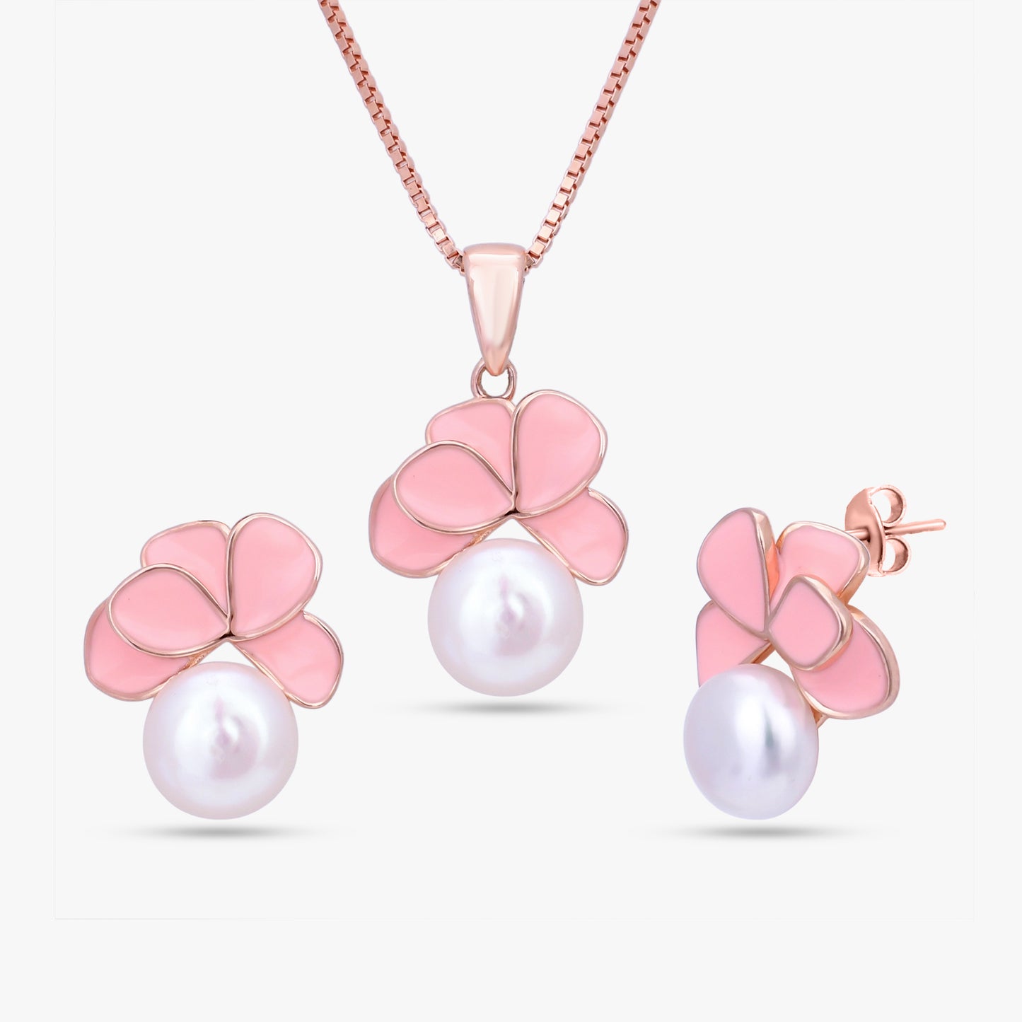 Pink Floral Jewelry Set