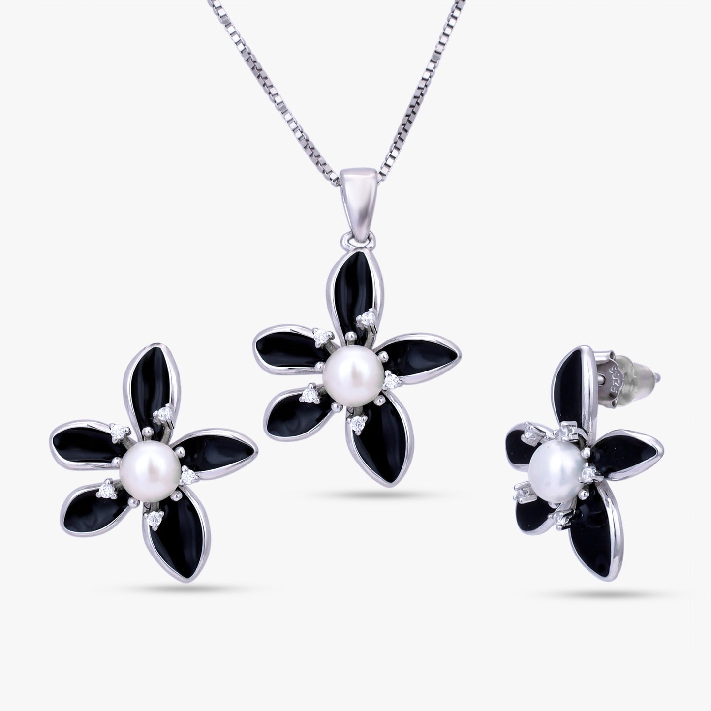 Black Flower Jewelry Set