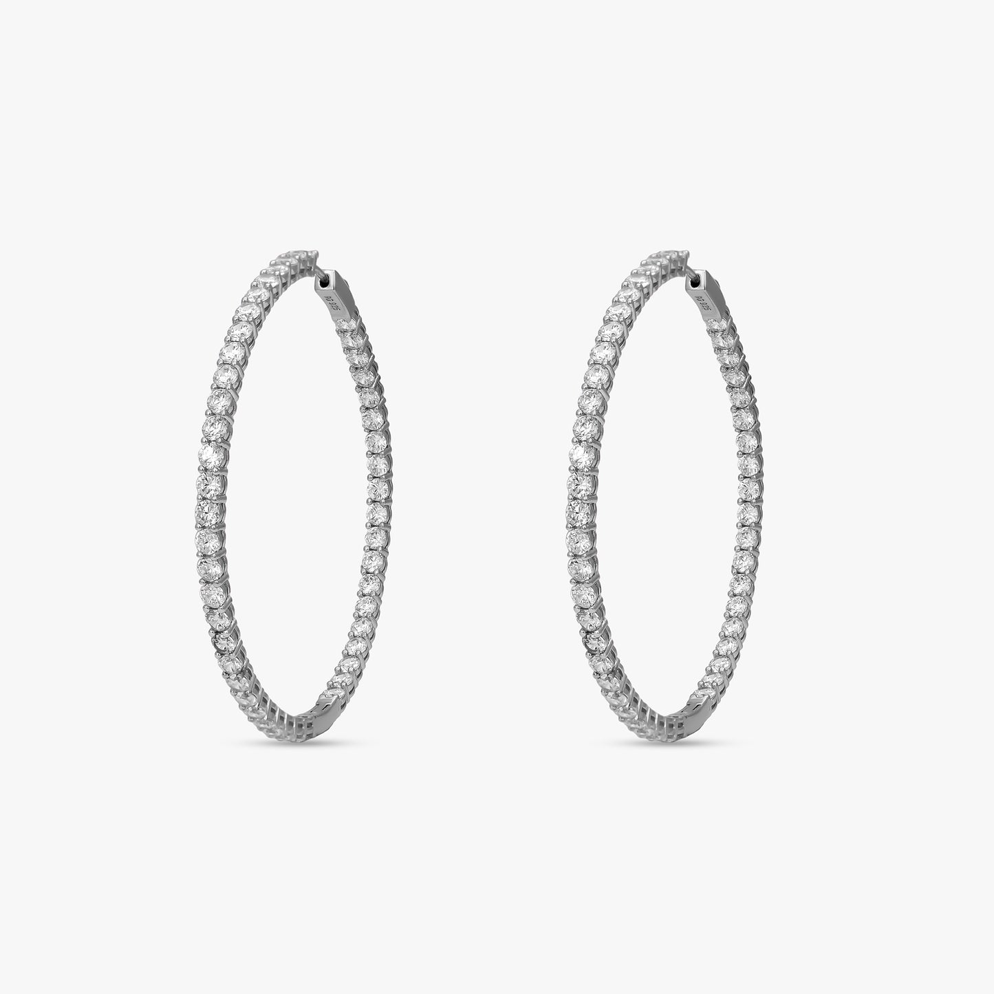 Diamond Encrusted Silver Hoops
