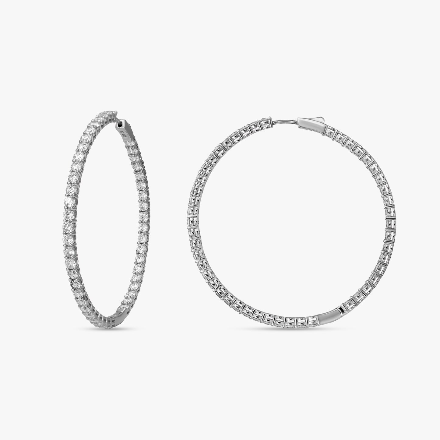 Diamond Encrusted Silver Hoops