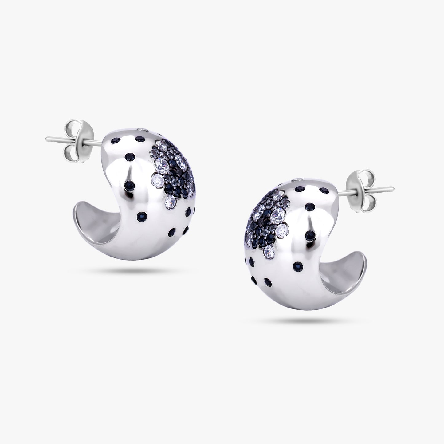 Black to White Pave Earrings