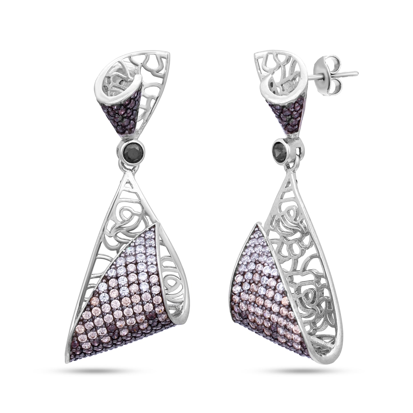 Filigree Pavé Drop Earrings