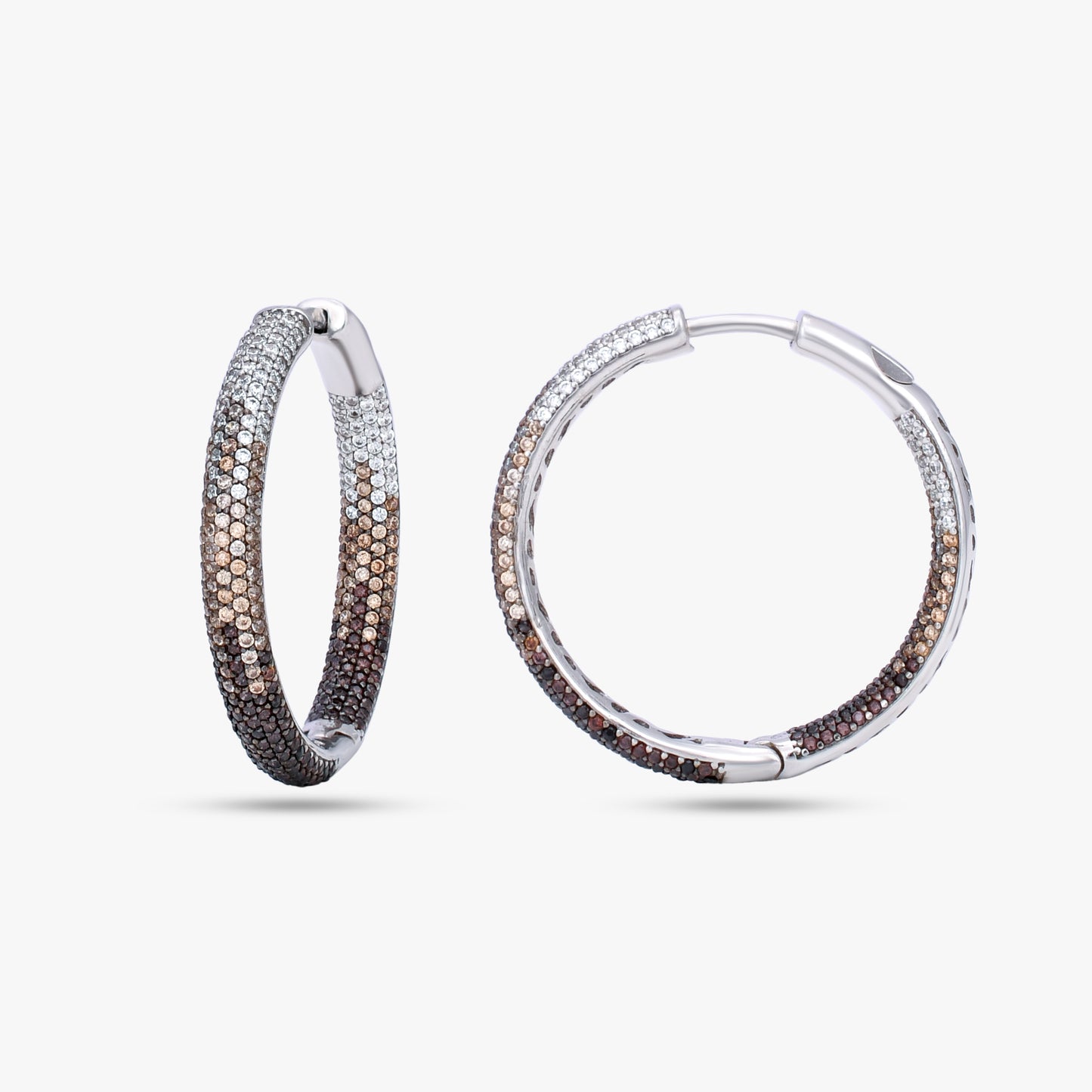Pave-Set Silver Hoop Earrings