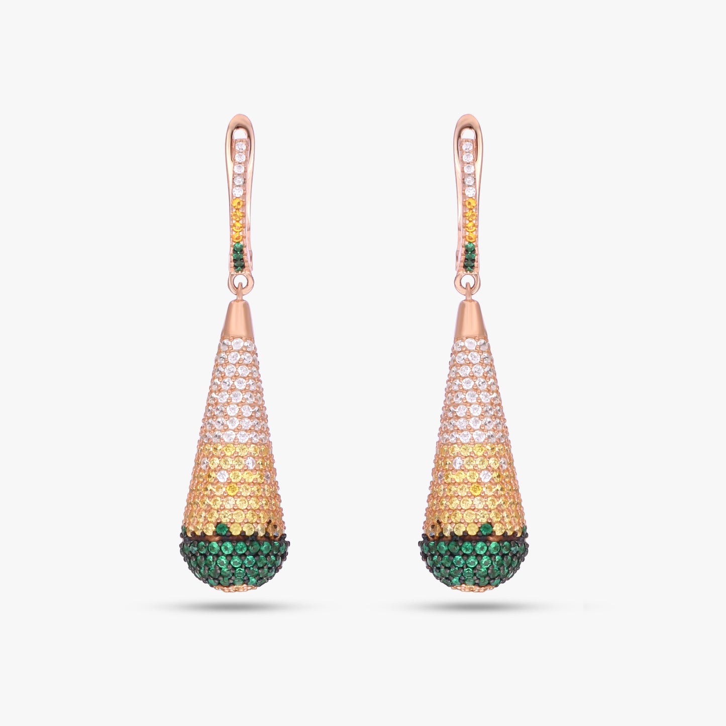 Tricolor Pave Drop Earrings