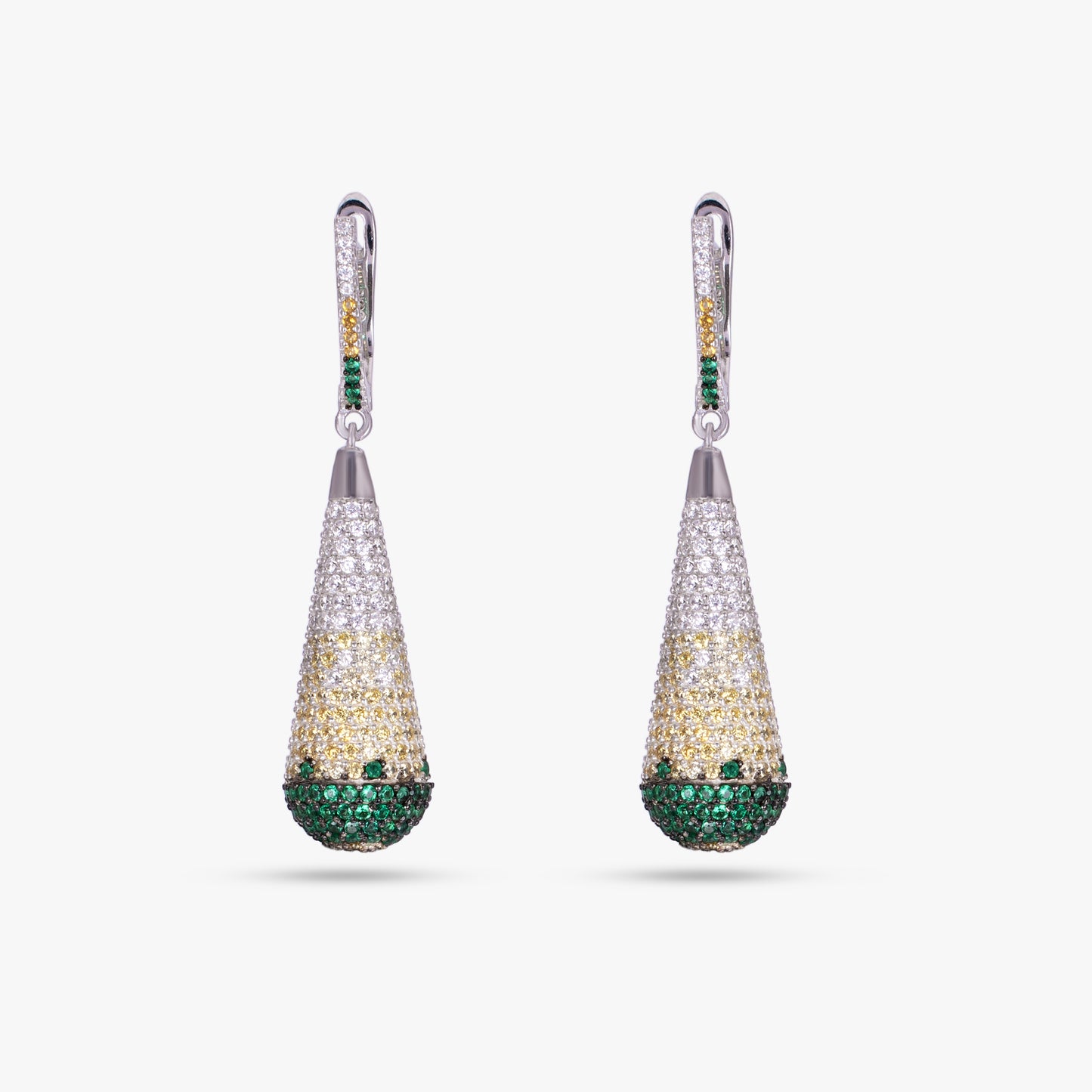 Tricolor Pave Drop Earrings