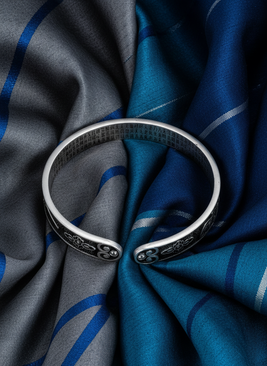 Heart Sutra Silver Kada