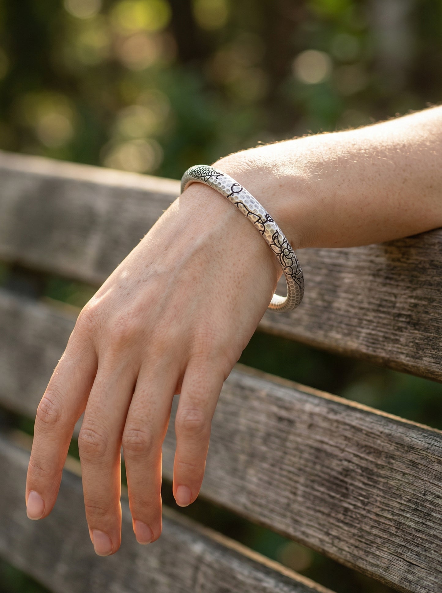 Hammered Matsya Silver Kada