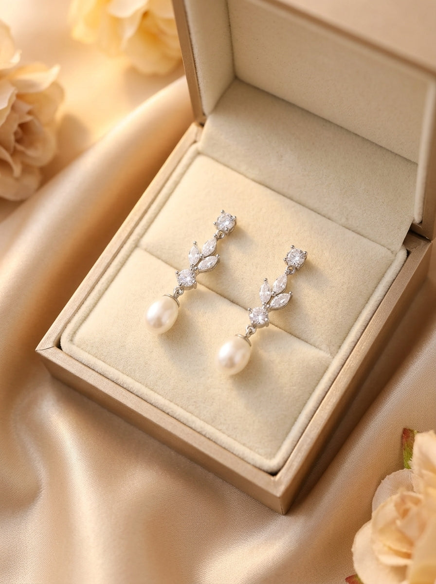 Marquise Vine Pearl Earrings