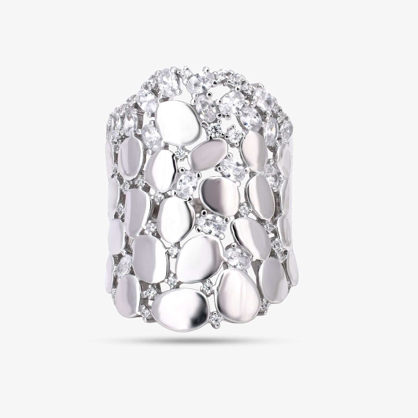 Silver Pebble Mosaic Ring