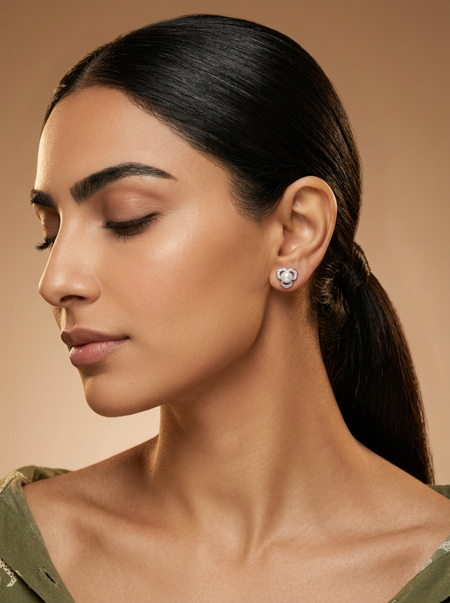 Trillium Bloom Pearl Studs