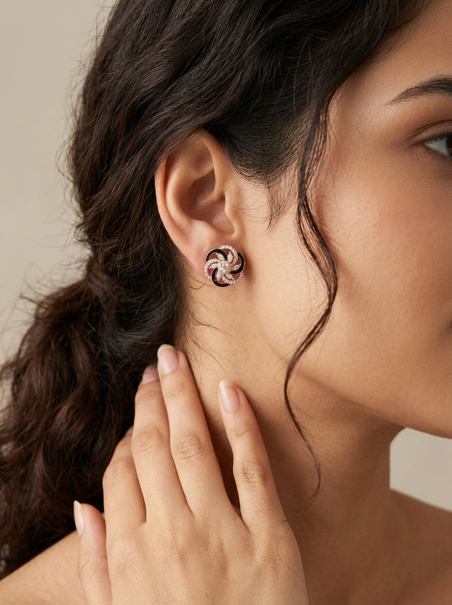 Midnight Ribbon Petal Earrings