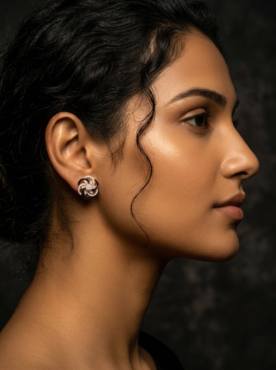 Midnight Ribbon Petal Earrings