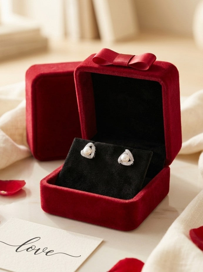 Trigon Pavé Pearl Studs
