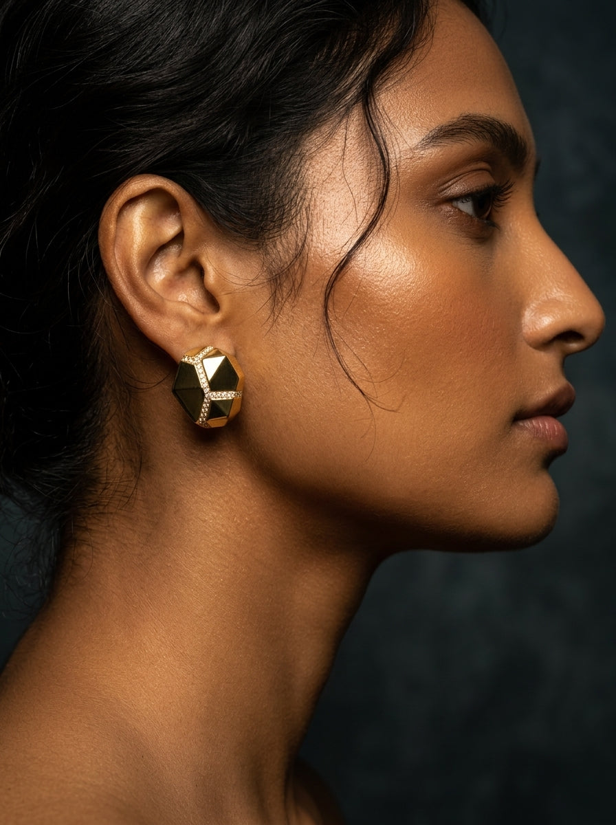 Faceted Gold Studs