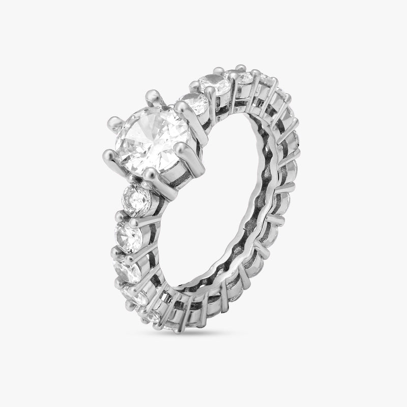 Sterling silver eternity solitaire ring