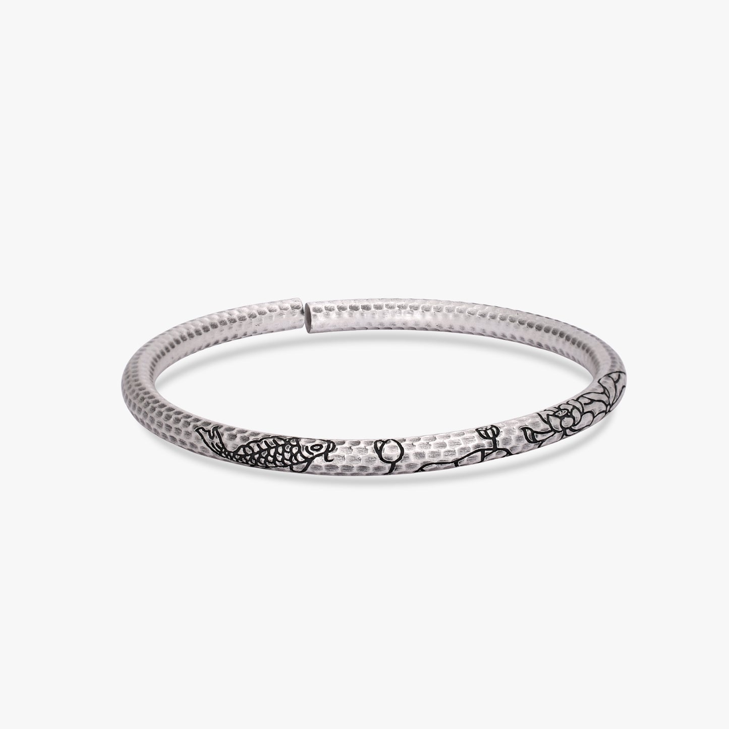 Hammered Matsya Silver Kada