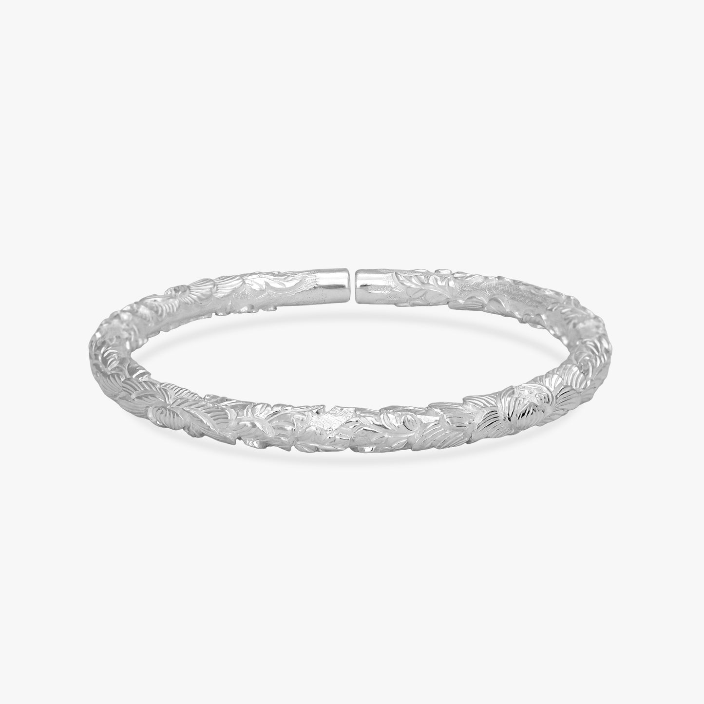 Intricate Floral Silver Kada