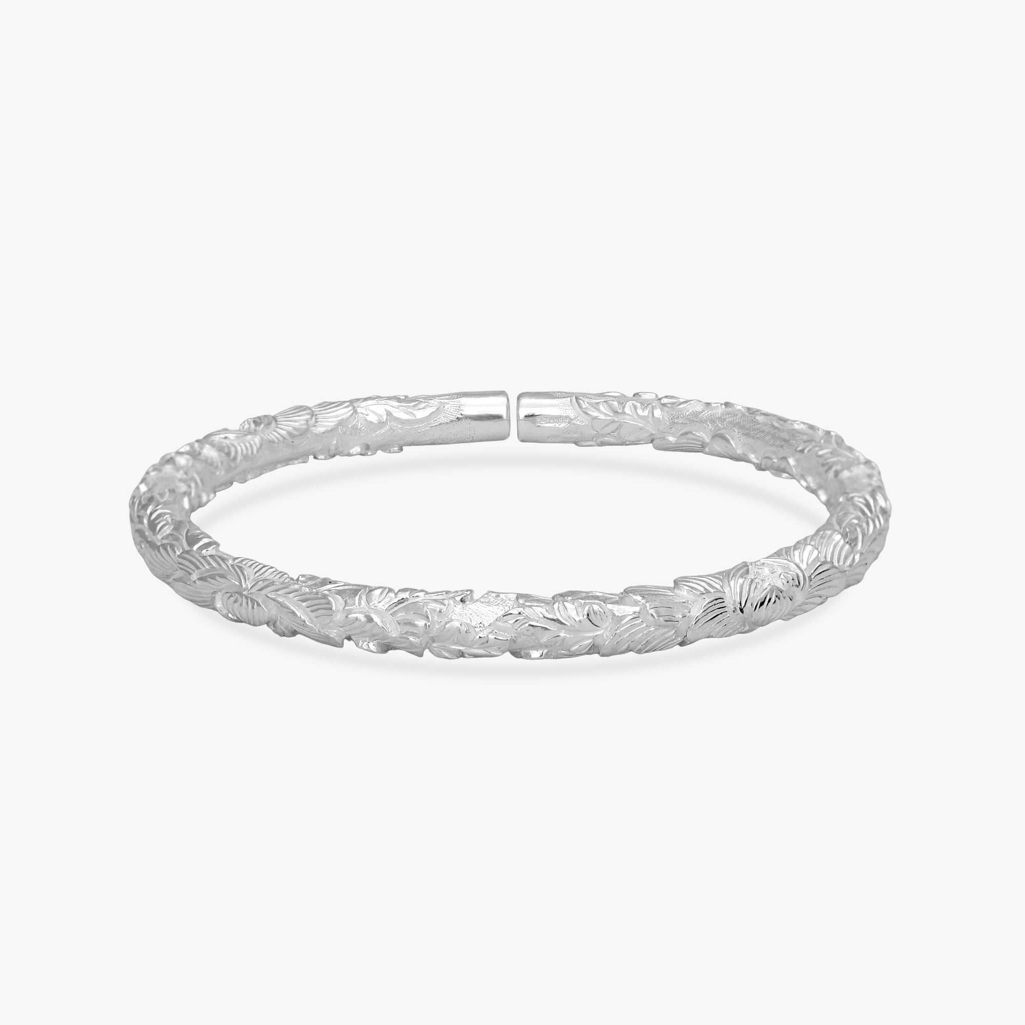 Intricate Floral Silver Kada